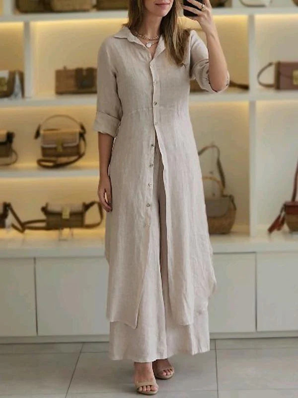 VESTIDO MIDI CAMISEIRO DE LINHO