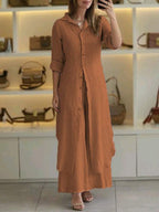 VESTIDO MIDI CAMISEIRO DE LINHO