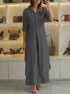 VESTIDO MIDI CAMISEIRO DE LINHO