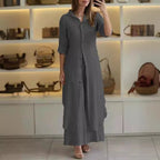 VESTIDO MIDI CAMISEIRO DE LINHO