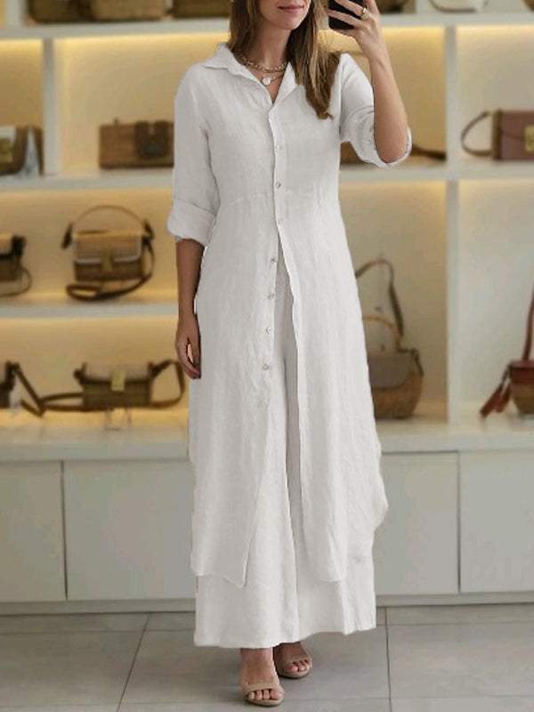 VESTIDO MIDI CAMISEIRO DE LINHO